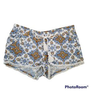 Jolt Blue and Orange Patterned Women Shorts